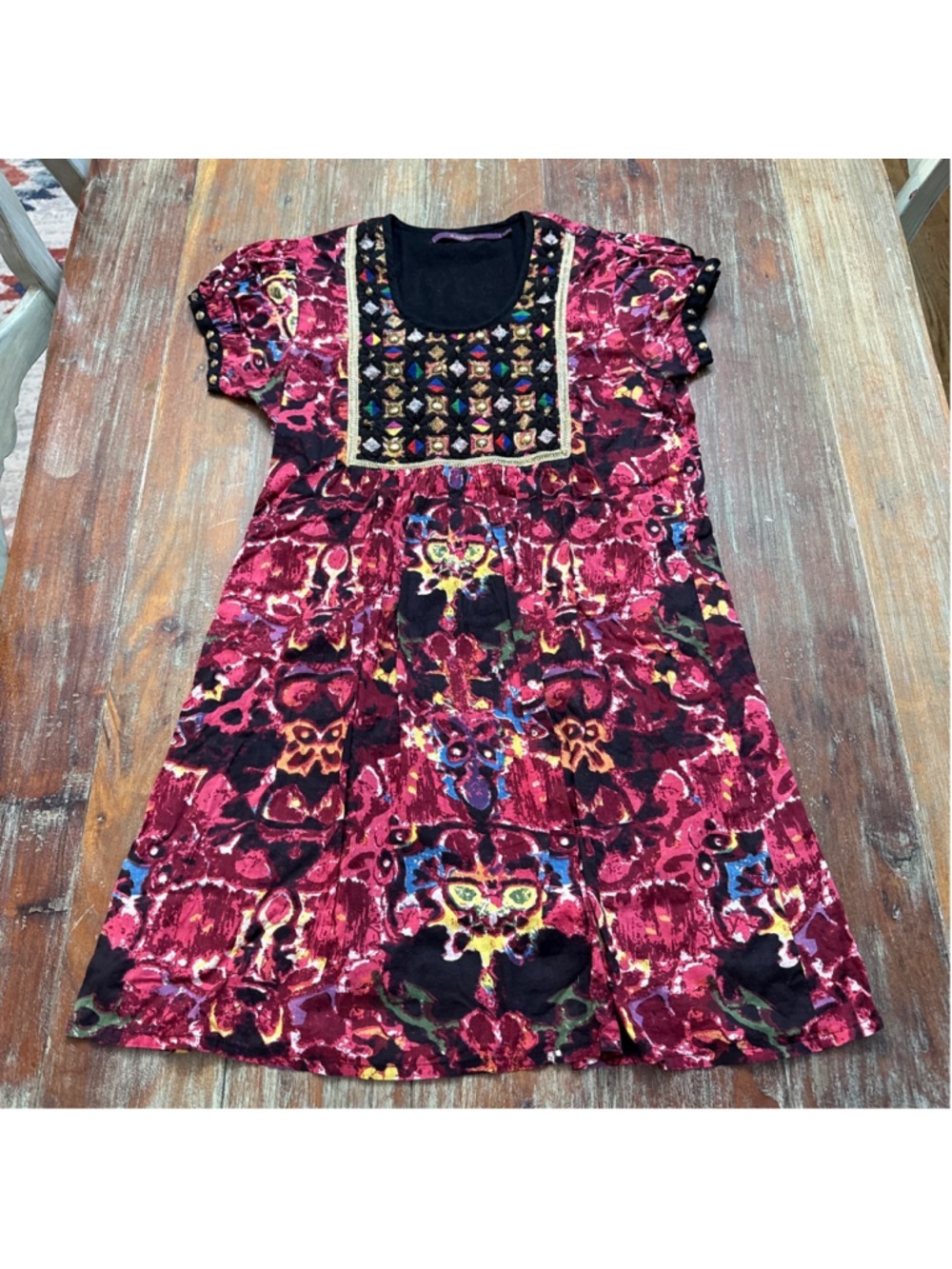 Rapsodia Pink Embroidered Sequin Mini Dress Small